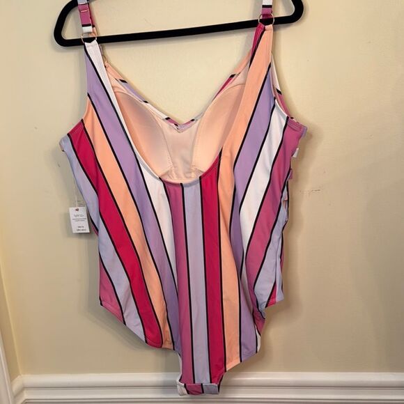 LYSA Plus Size Striped Multicolor Swimsuit - Picture 3 of 10